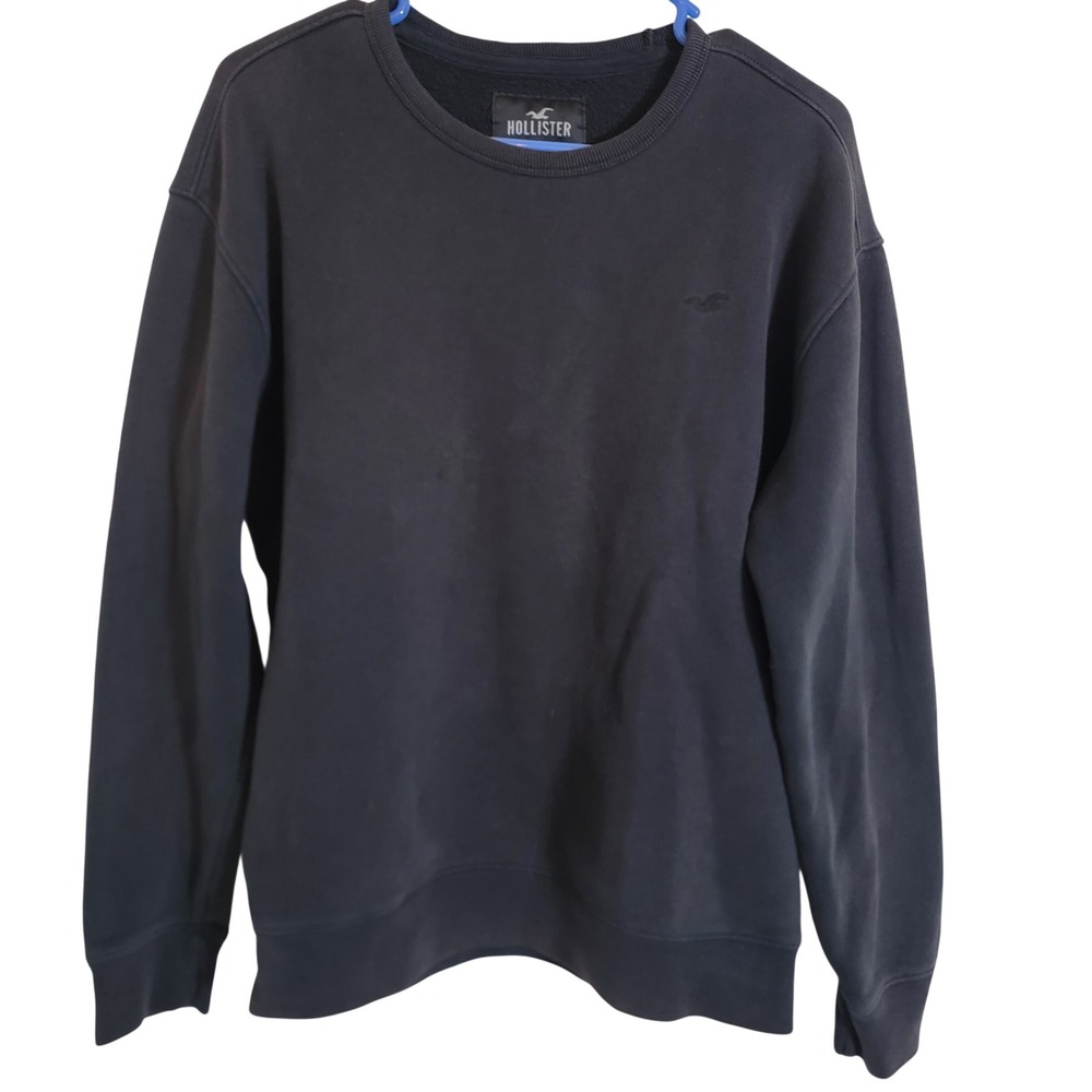 Hollister Black Pullover Sweatshirt Long Sleeve Crewneck Cotton Lounge Medium